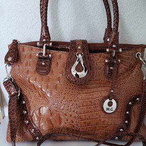 Madi Claire leather croco embossed satchel bag